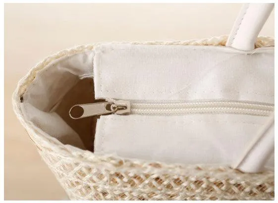 Women's Fashionable Woven Styled Exotic Biege HandBag