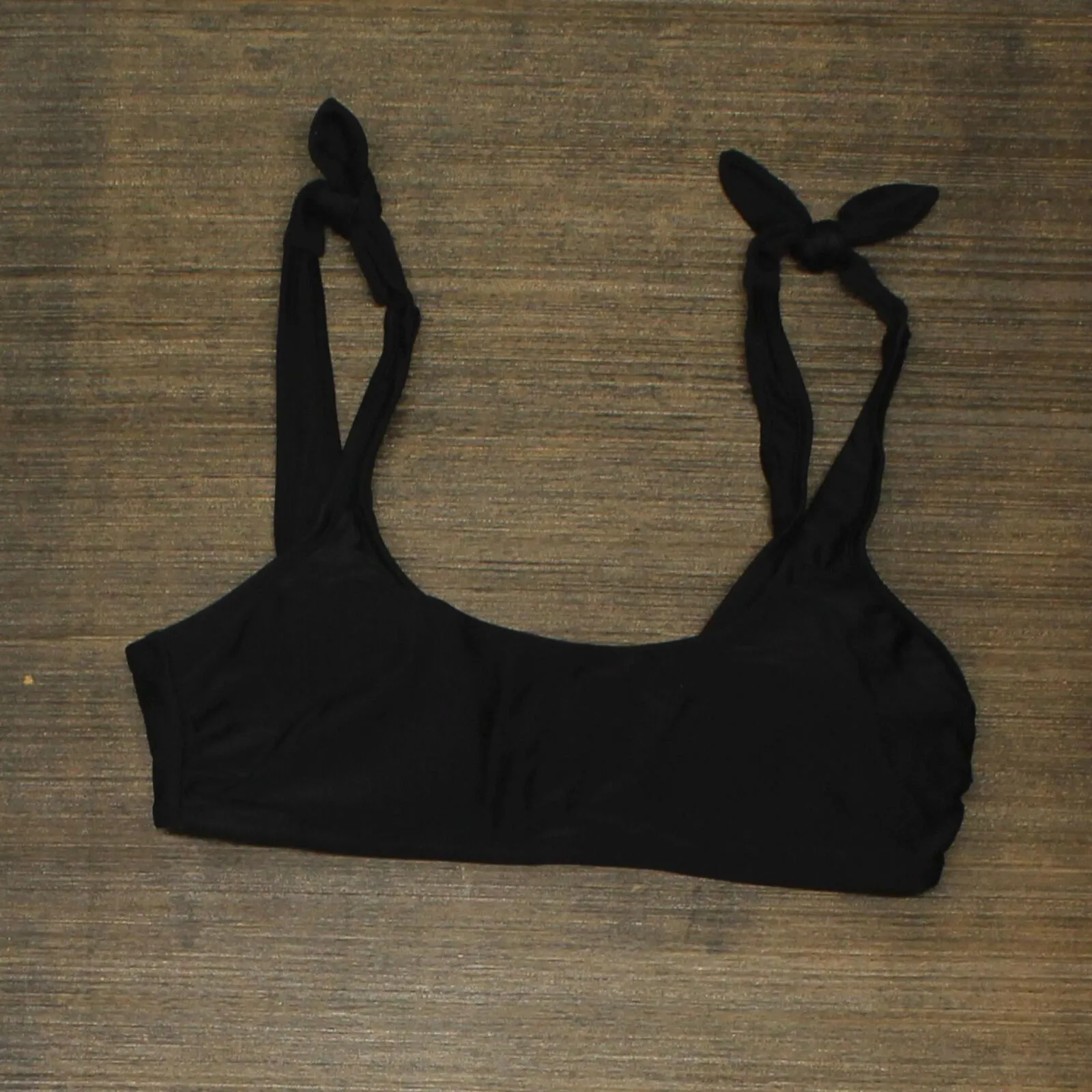 Xhilaration Juniors' Shoulder Tie Bralette Bikini Top AFV99T Black L