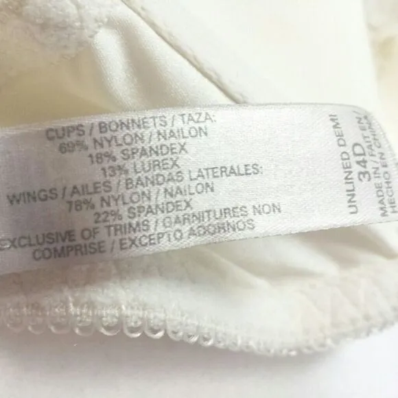 Y2K Vintage Victoria's Secret Pearl Gold Leaf Unlined Demi Bra 34D