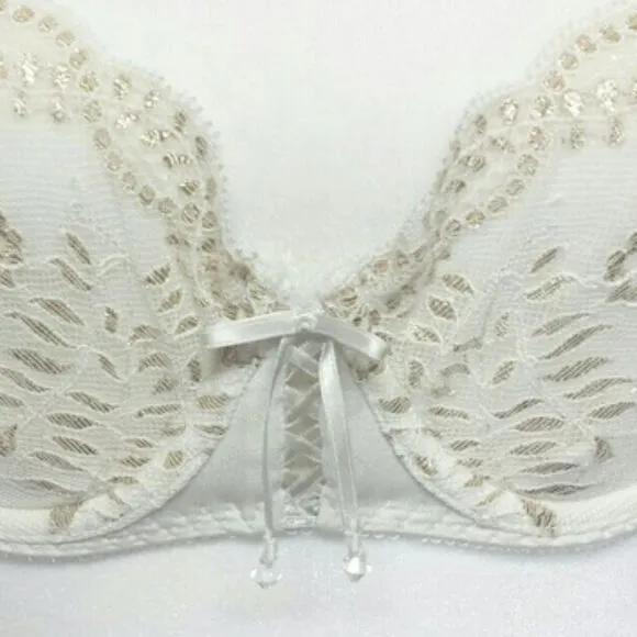 Y2K Vintage Victoria's Secret Pearl Gold Leaf Unlined Demi Bra 34D