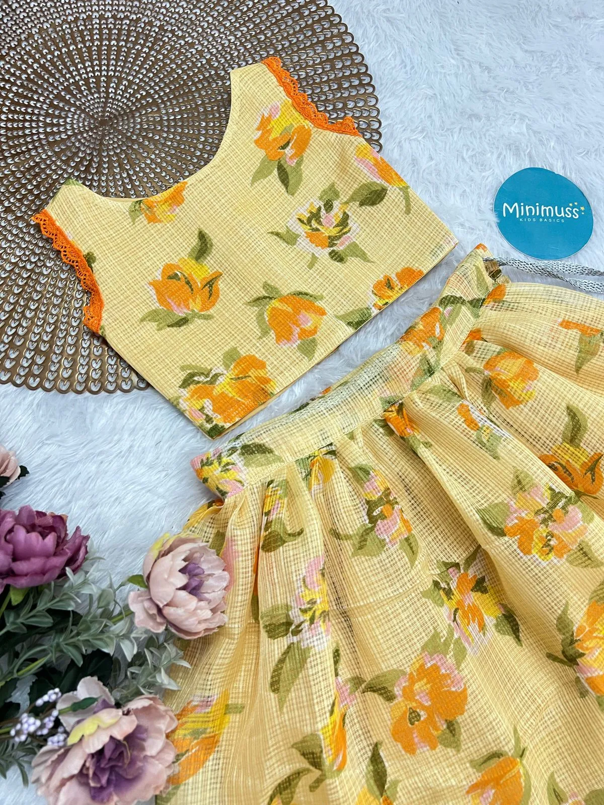 YELLOW KOTA DORIA SKIRT SET