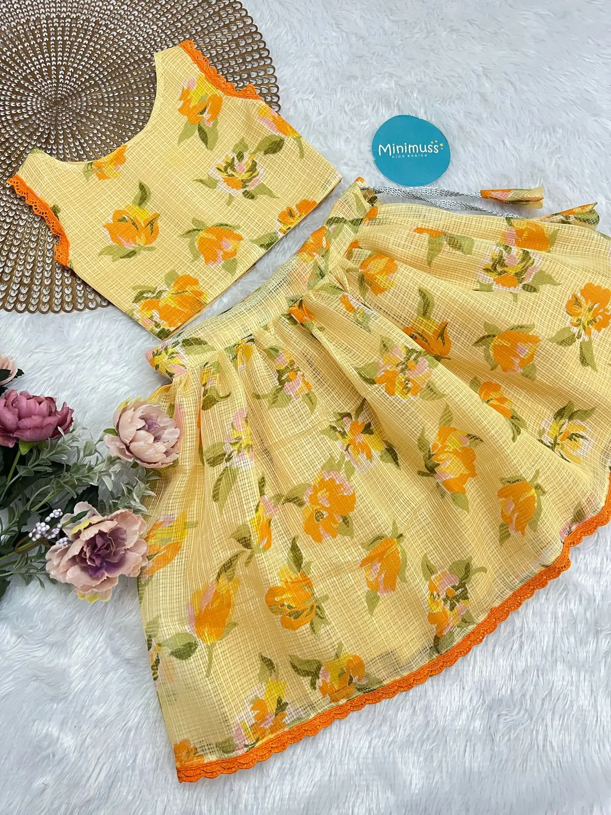 YELLOW KOTA DORIA SKIRT SET