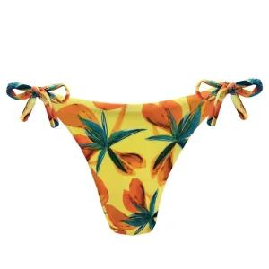 Yellow Spring Brazilian Tie Side Scrunch Bikini Bottom