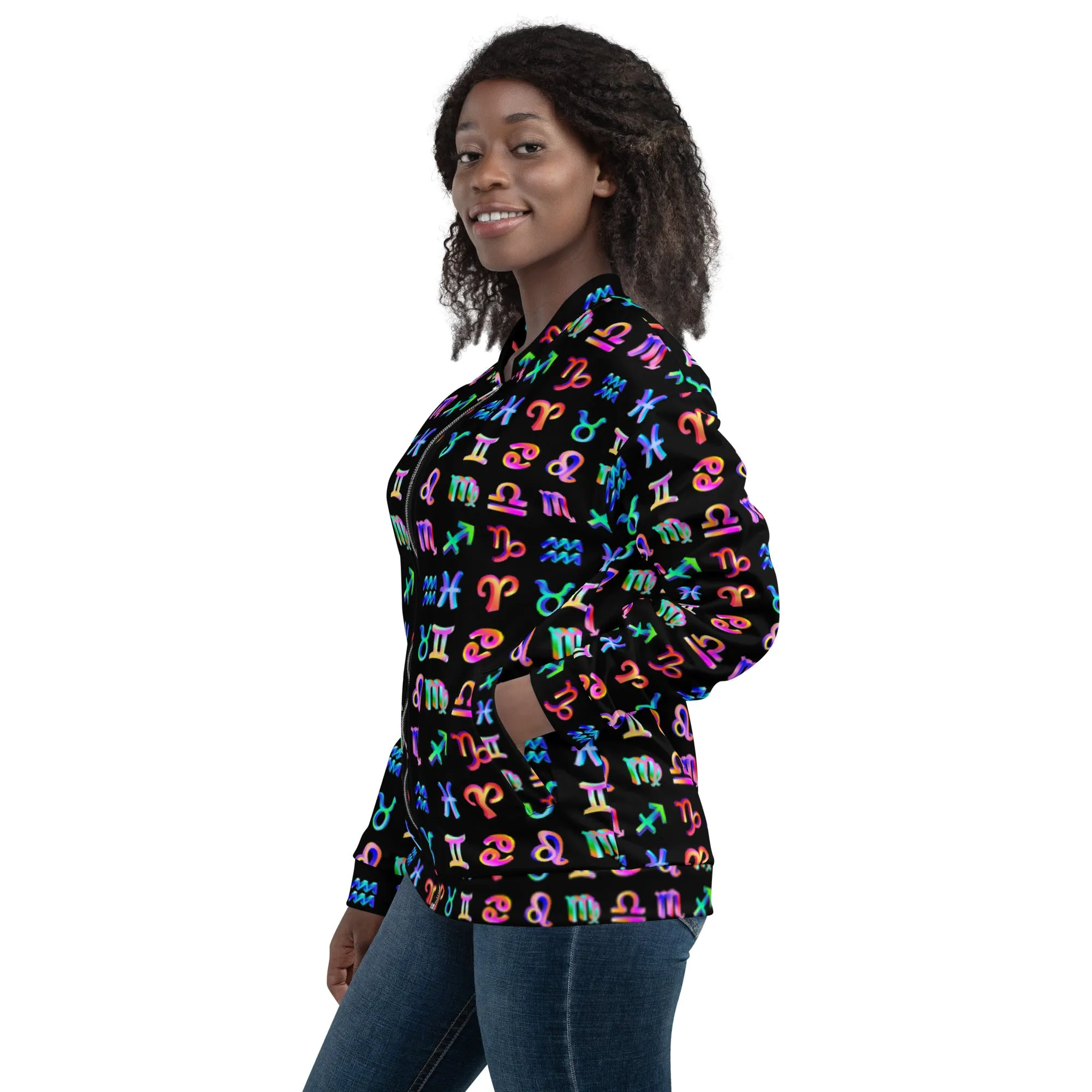 Zodiac Sign Symbols Bomber Jacket